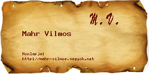 Mahr Vilmos névjegykártya
