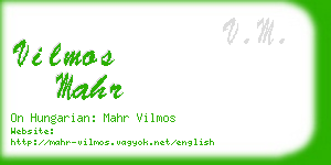 vilmos mahr business card